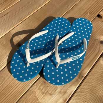 Tongs "PROCIDA" - Bleu océan - Pois blanc