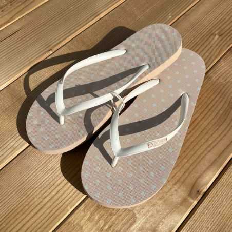 Tongs "AMALFI" - Beige - Pois blanc