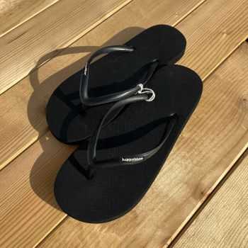 Tongs "FES" - Semelle noire - Strap noir