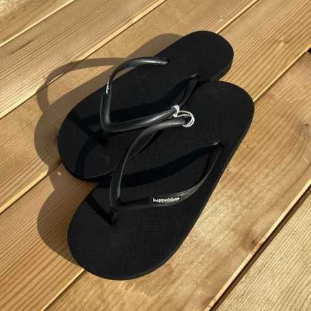 Tongs "FES" - Semelle noire - Strap noir