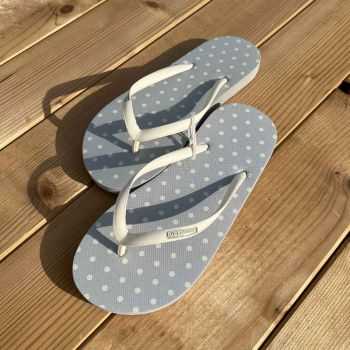 Tongs Largos femme gris clair à pois