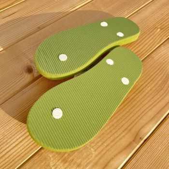 Tongs "MILOS" - Semelle verte, pois blancs - Strap blanc