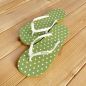 Tongs "MILOS" - Semelle verte, pois blancs - Strap blanc