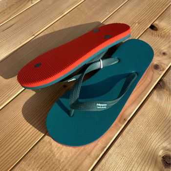 Tongs "NAURU" - Semelle bleue et orange - Strap bleu