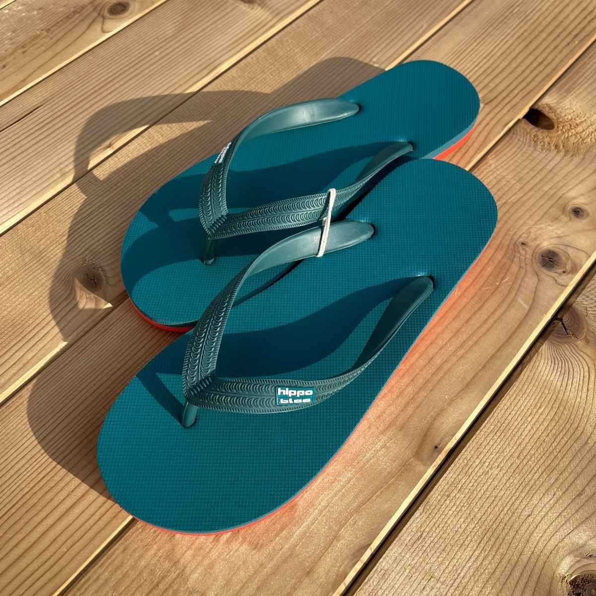 Tongs "NAURU" - Semelle bleue et orange - Strap bleu