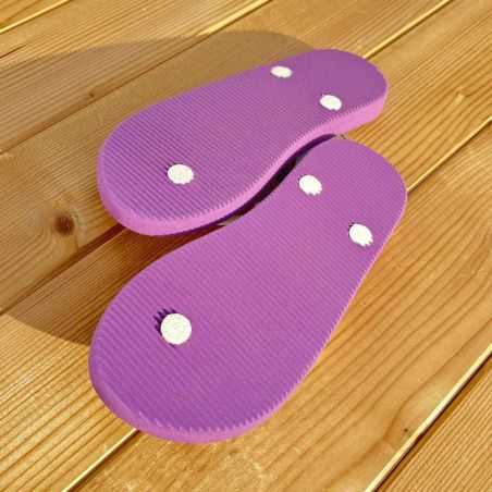 Tongs "SANTACRUZ" - Semelle violette, pois blancs - Strap blanc