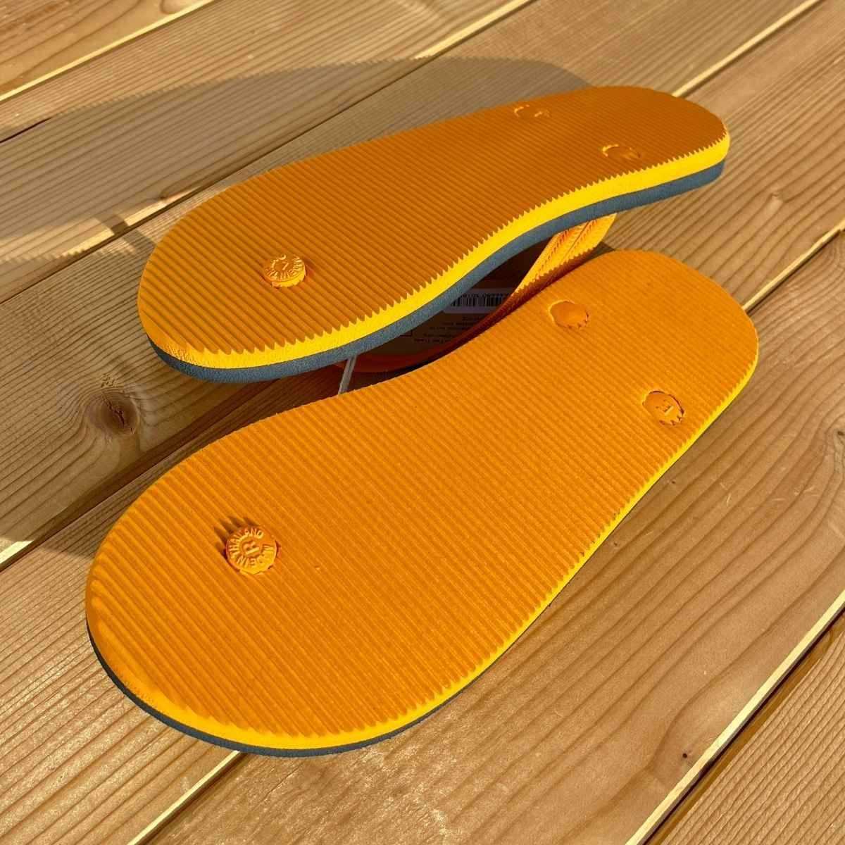 Tongs "SANTORINI" - Semelle bleu ardoise et orange - Strap orange