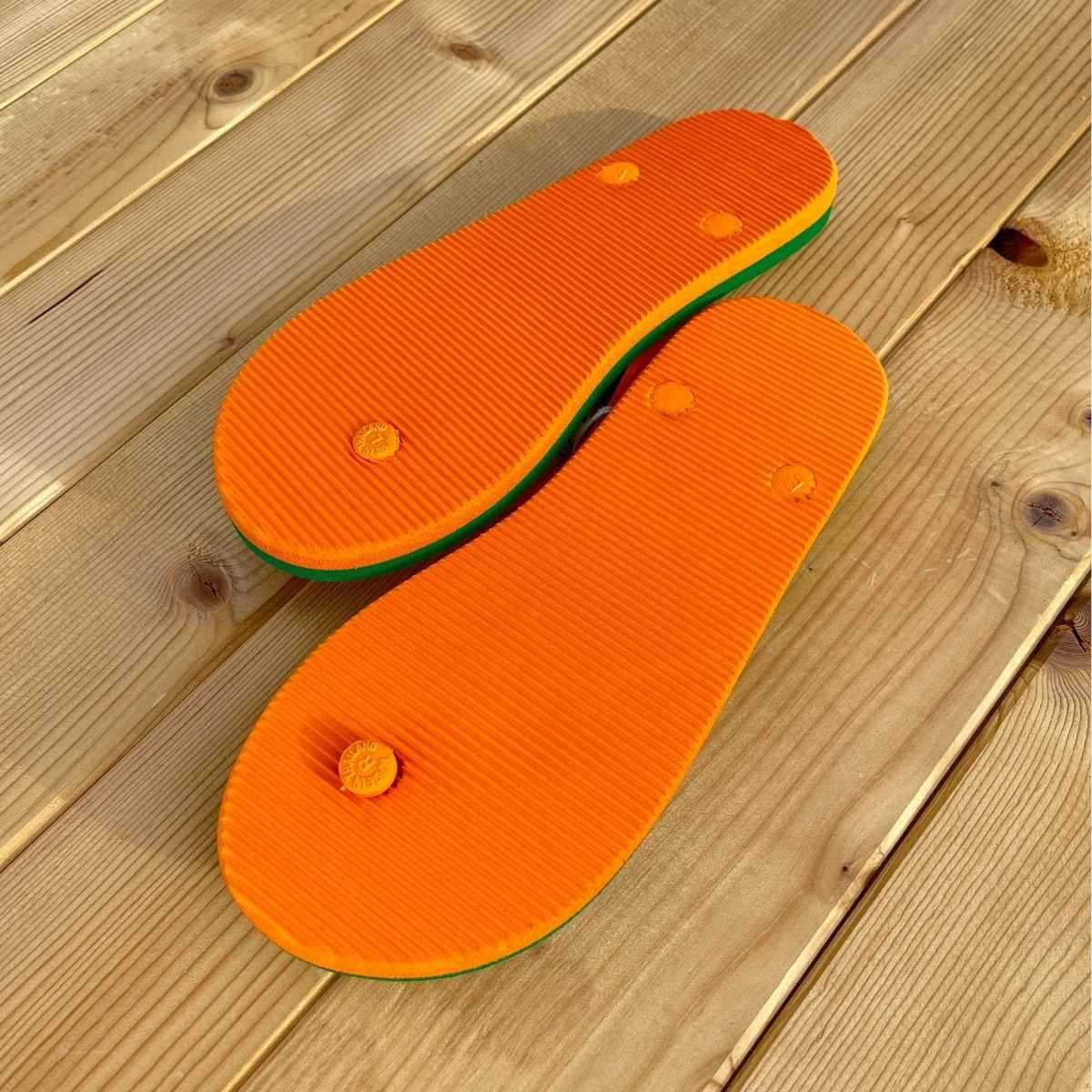 Tongs "SUWAN" - Semelle verte et orange - Strap orange
