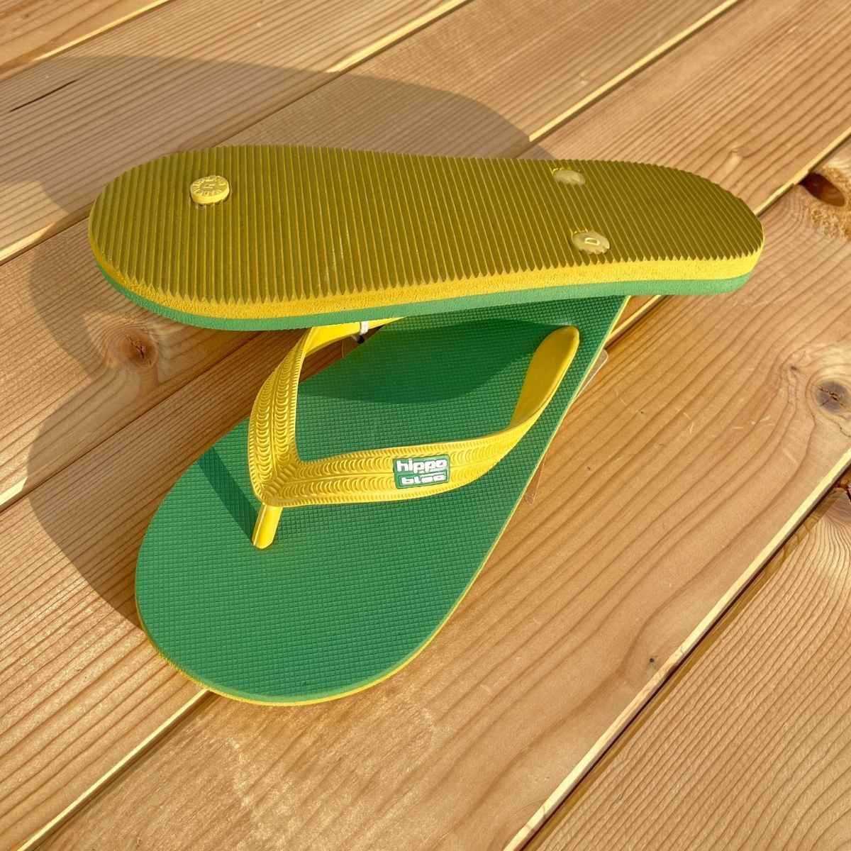 Tongs "TARAWA" - Semelle verte et jaune - Strap jaune