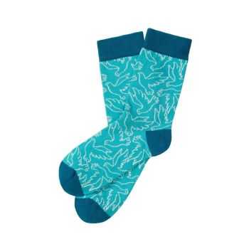 Chaussettes "DOVES" bleu turquoise - Imprimé colombe