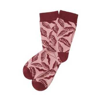 Chaussettes "COCOA" motif feuillage – Rose & bordeaux