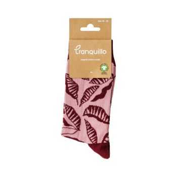 Chaussettes "COCOA" motif feuillage – Rose & bordeaux