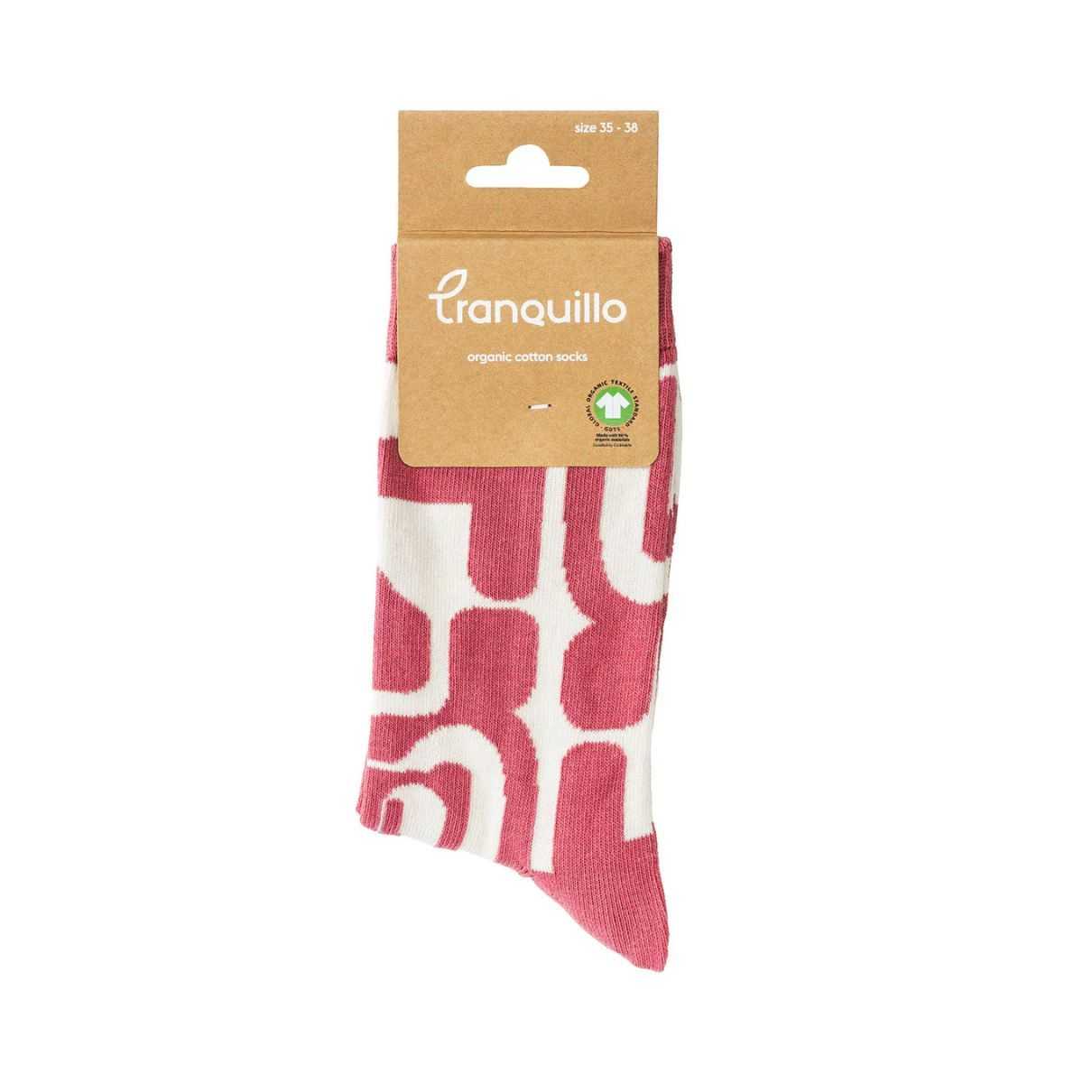 Chaussettes "ABSTRACT" écrues - Motif rose