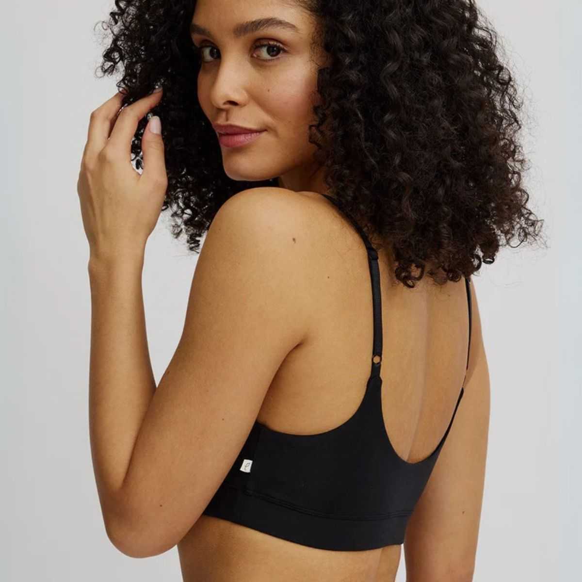 Brassière noire sans armatures en Tencel