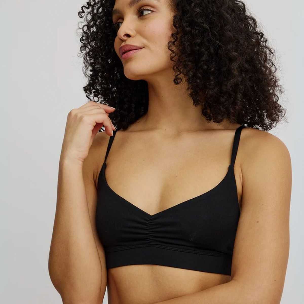 Brassière noire sans armatures en Tencel
