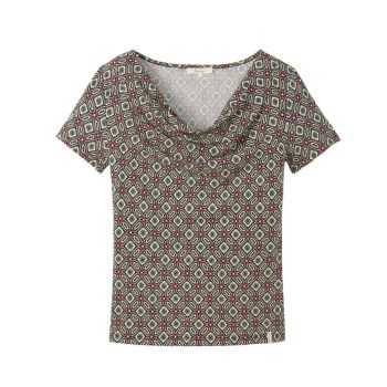 Haut à col drapé – Imprimé à motifs