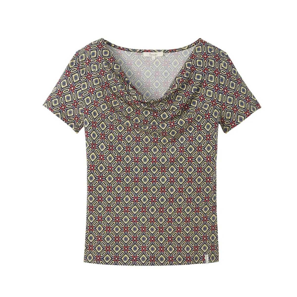 Haut à col drapé – Imprimé à motifs