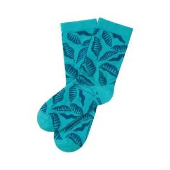 Chaussettesà motif feuillage – Turquoise