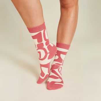 Chaussettes motif rose écru