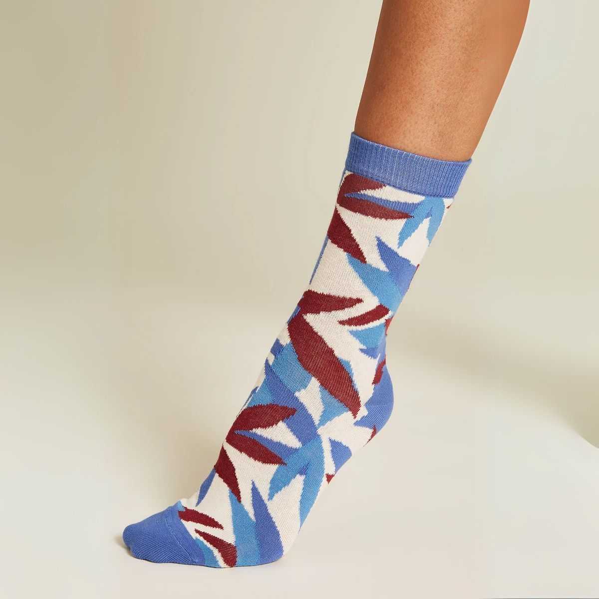 Chaussettes "BLOOM" - Motif feuillage tropical