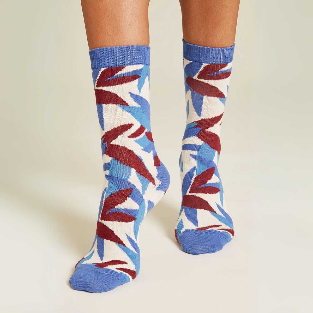 Chaussettes "BLOOM" - Motif feuillage tropical