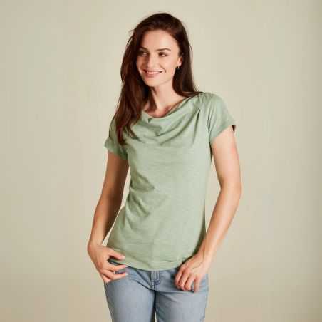 T-shirt col bénitier à manches courtes