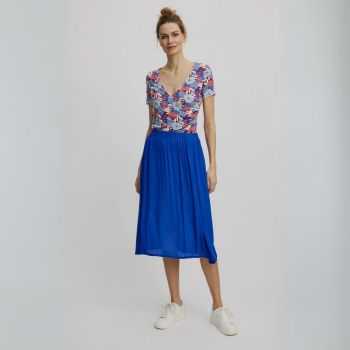 Haut col V style portefeuille - Imprimé fleuri coloré