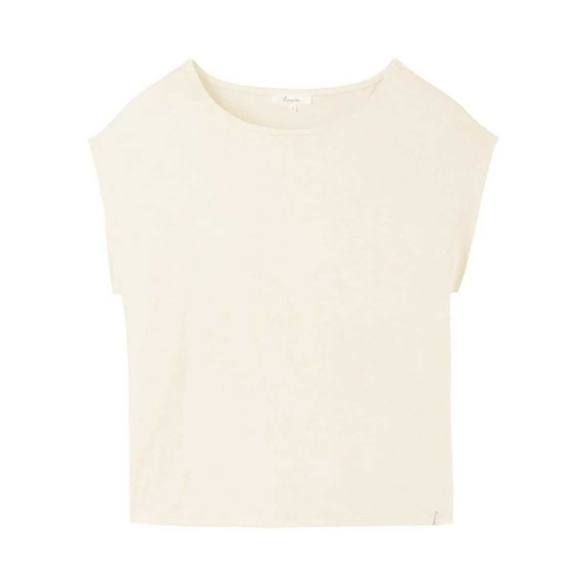 T-shirt sans manches uni, col large - Ecru