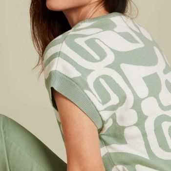 Pull jacquard "ABSTRACT" sans manches - Imprimé