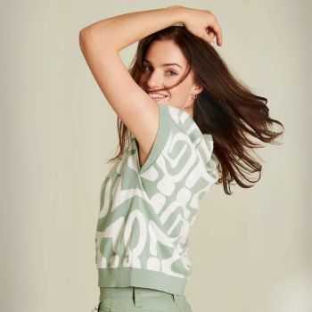 Pull jacquard "ABSTRACT" sans manches - Imprimé