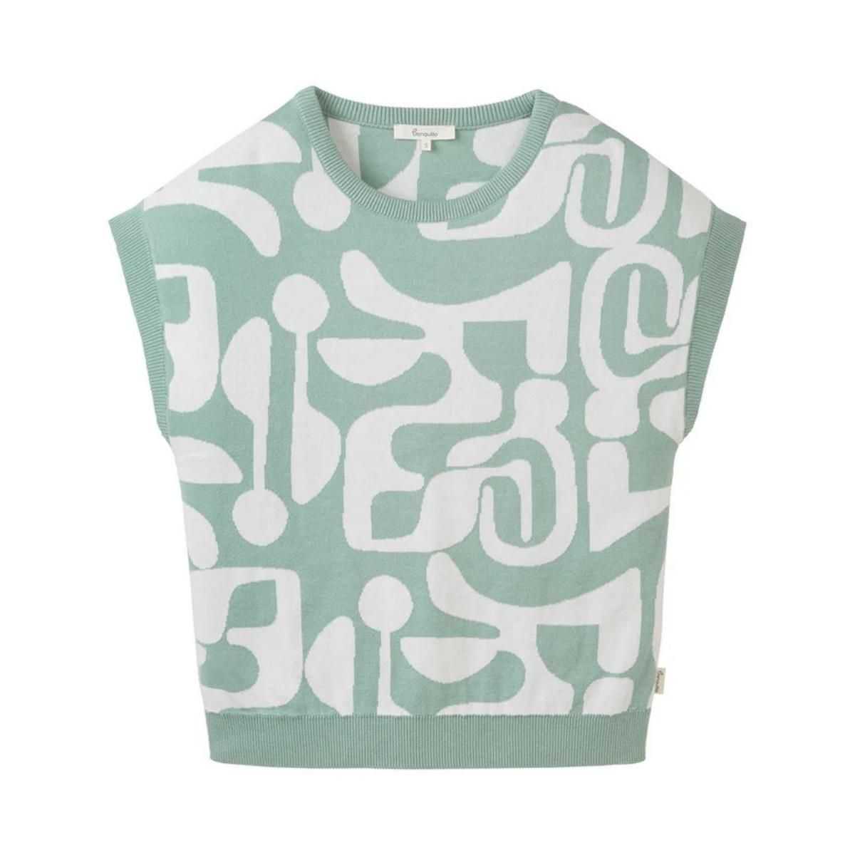 Pull jacquard "ABSTRACT" sans manches - Imprimé