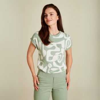 Pull jacquard "ABSTRACT" à manches très courtes - Imprimé