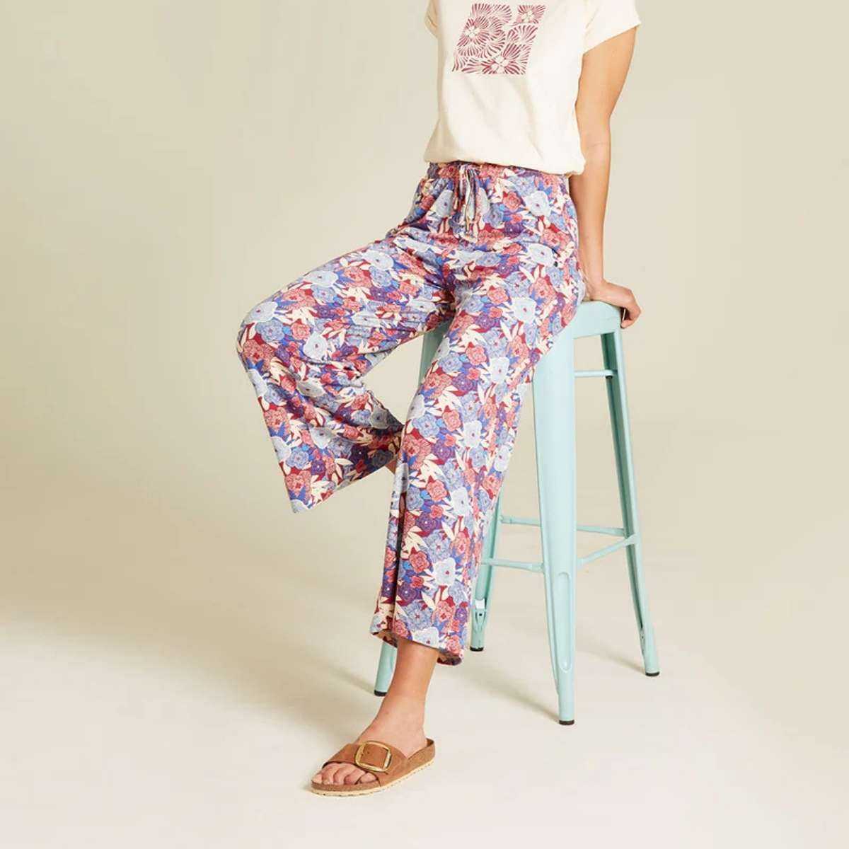 Pantalon large imprimé fleuri
