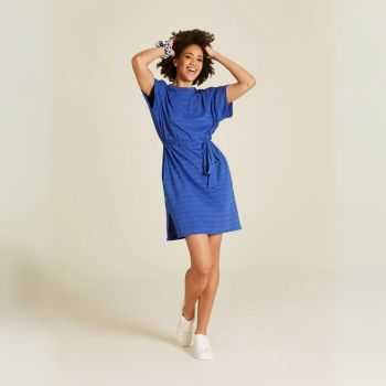 Robe ajourée avec ceinture - Bleu cobalt