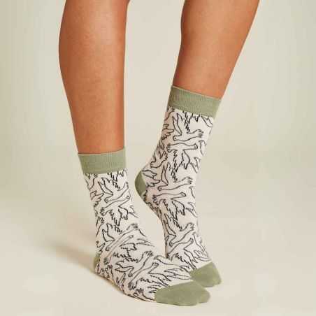Chaussettes "DOVES" imprimé colombes - Blanches