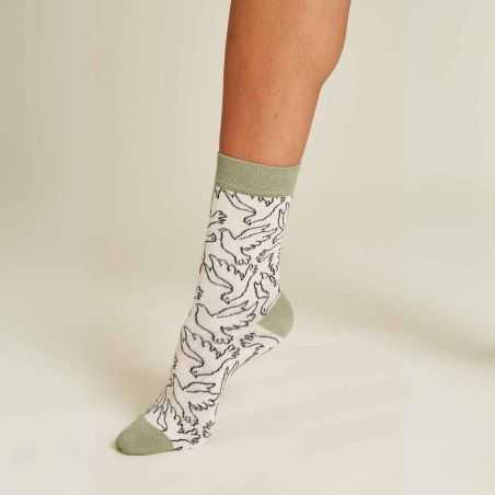 Chaussettes "DOVES" blanches - Imprimé colombe