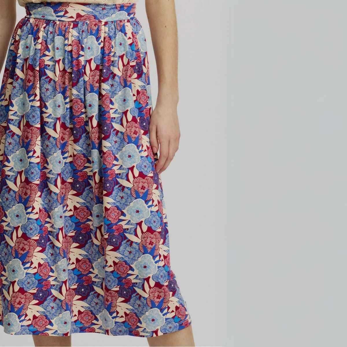 Jupe midi motif imprimé fleurs