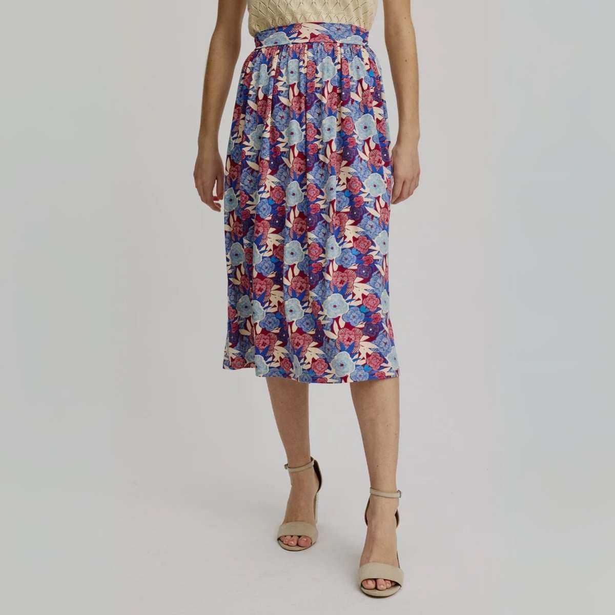 Jupe midi motif imprimé fleurs