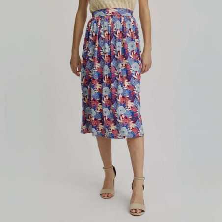 Jupe midi motif imprimé fleurs