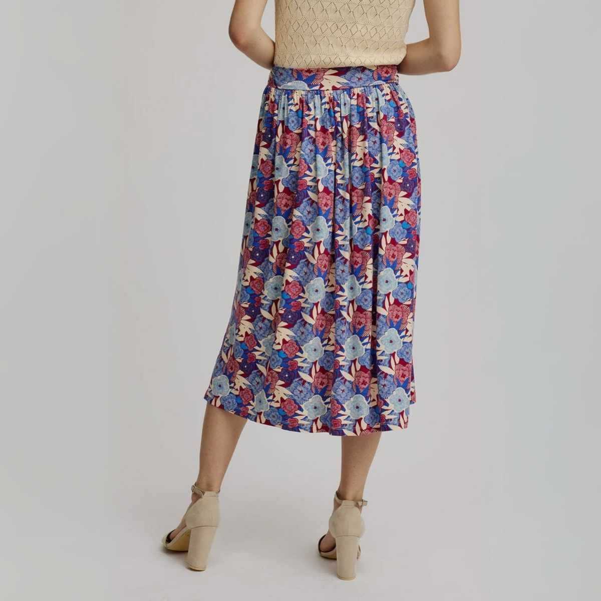 Jupe midi motif imprimé fleurs