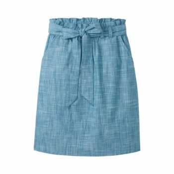 Jupe courte avec ceinture nouée - Coton bio effet lin