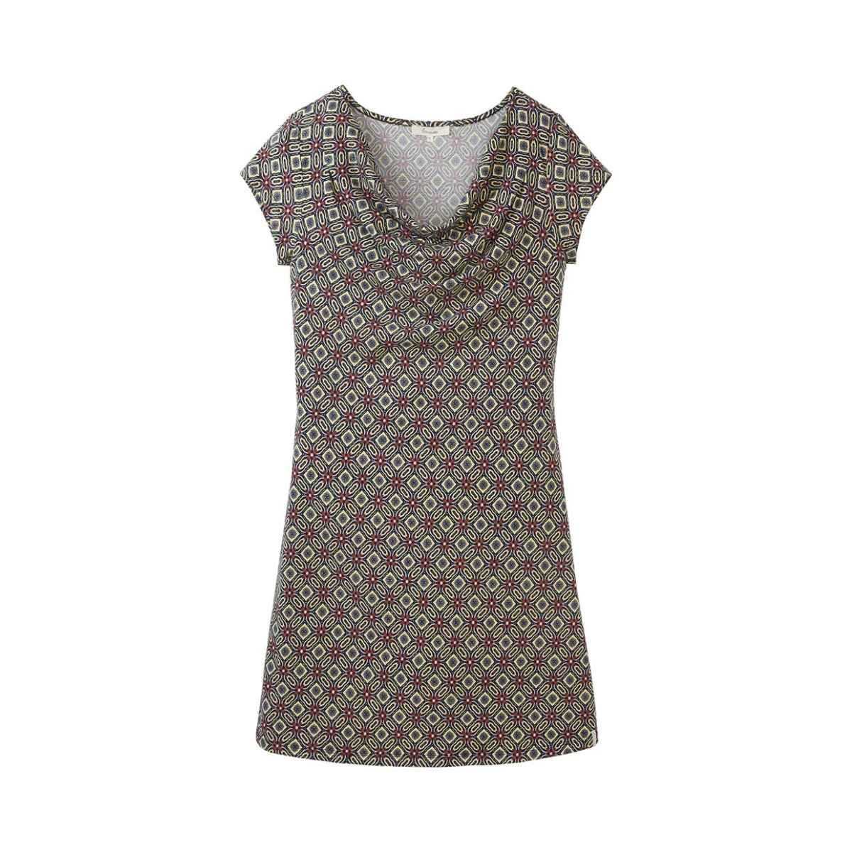 Robe courte imprimée à col bénitier