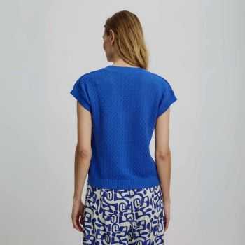 Top en maille à col V et manches tombantes