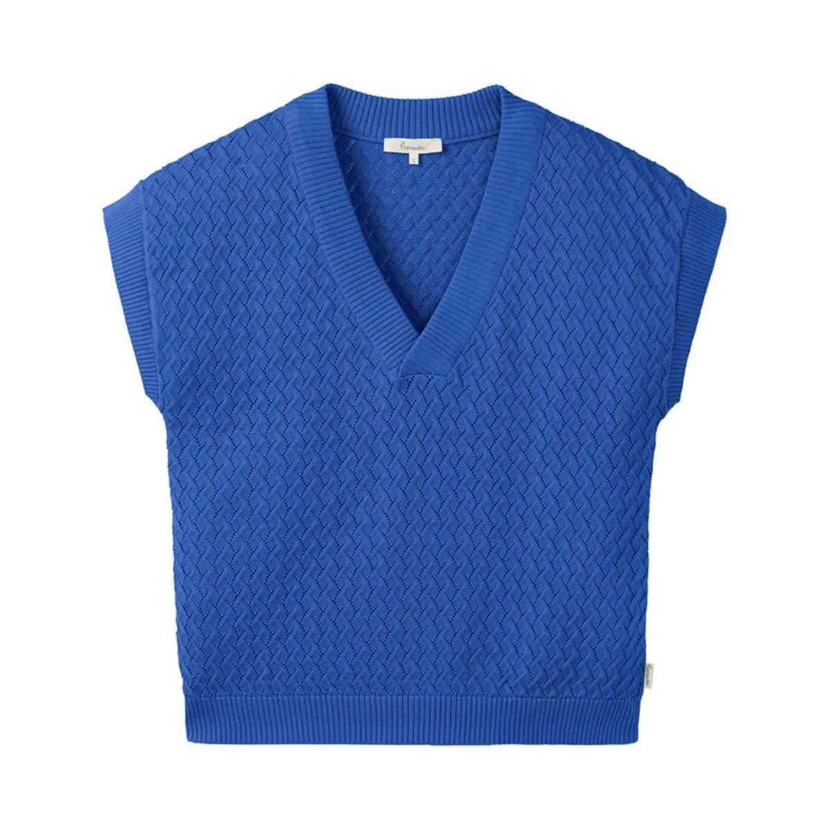 Top en maille à col V et manches tombantes