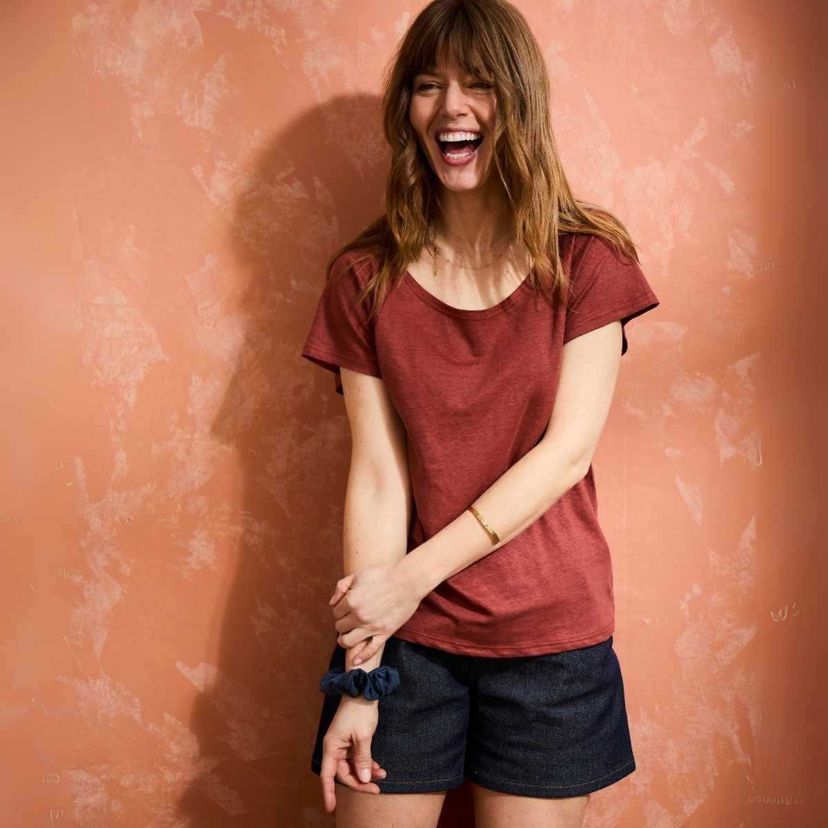 T-shirt "ALINA" 100% lin, col rond 