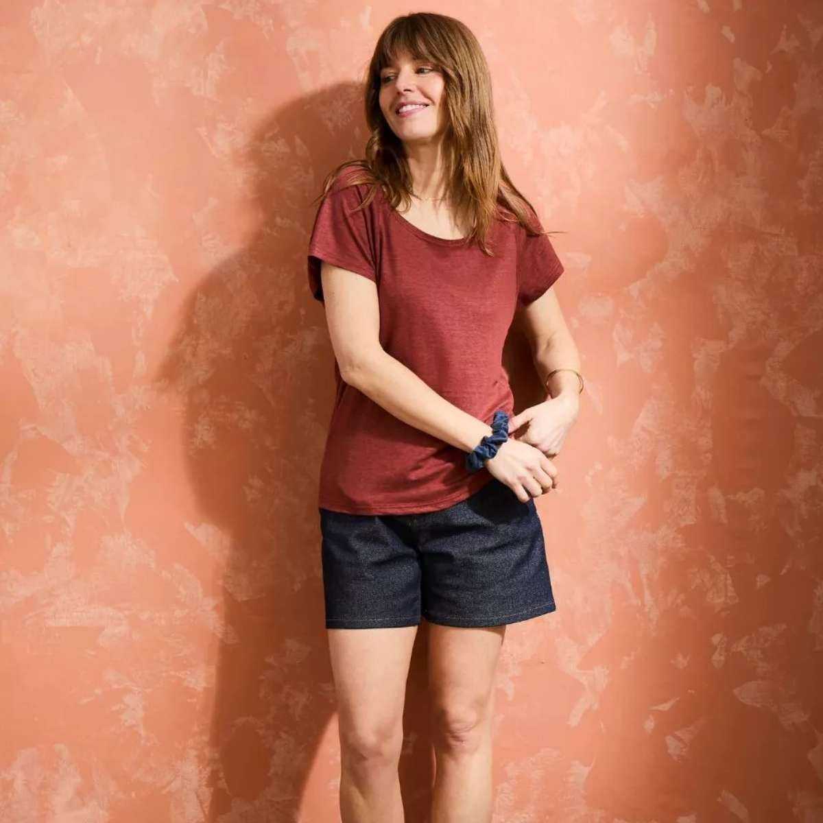 T-shirt "ALINA" 100% lin, col rond 