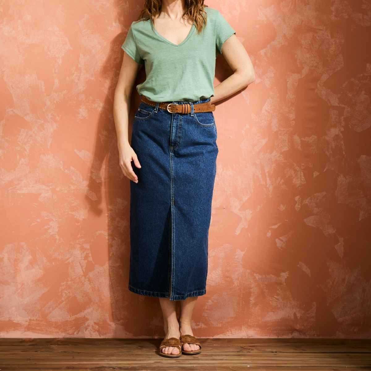 T-shirt "ALINA" 100% lin, col V 
