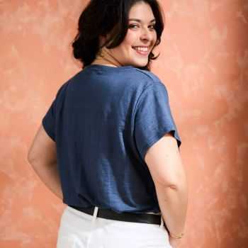 T-shirt "ALINA" col V 100% lin