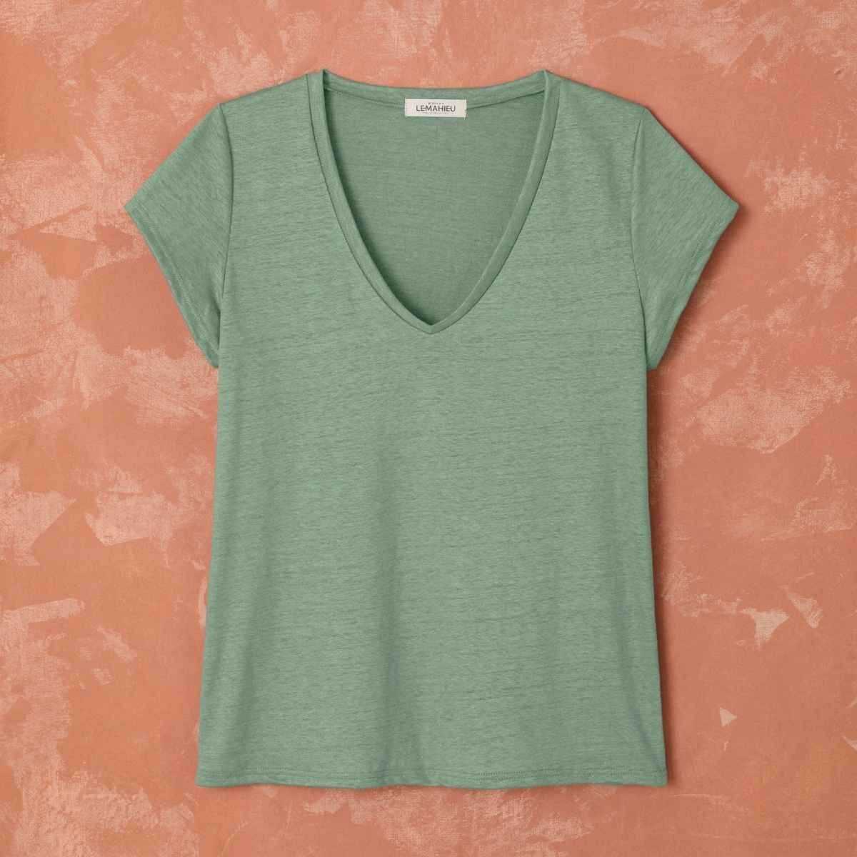 T-shirt "ALINA" 100% lin, col V 