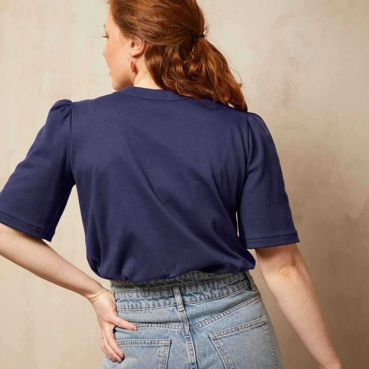 Top "ELISABETH" à manches 3/4 bouffantes